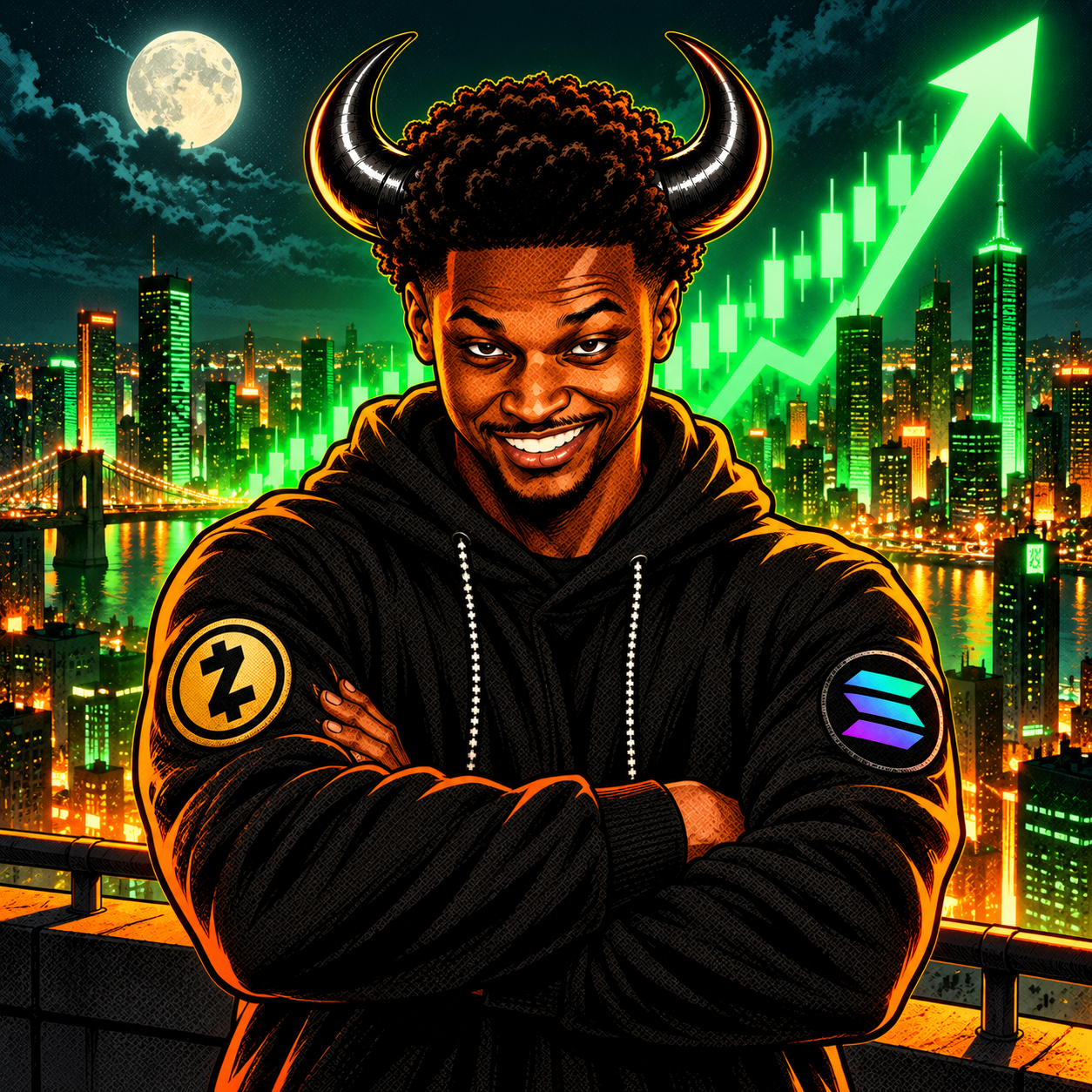 The Zolana Bull overlooking the skyline